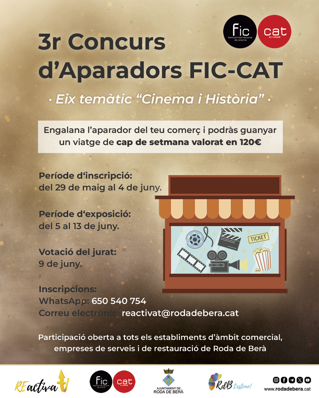 Roda de Berà tornarà a convertir els seus aparadors en escenaris de cinema durant el FIC-CAT 2026